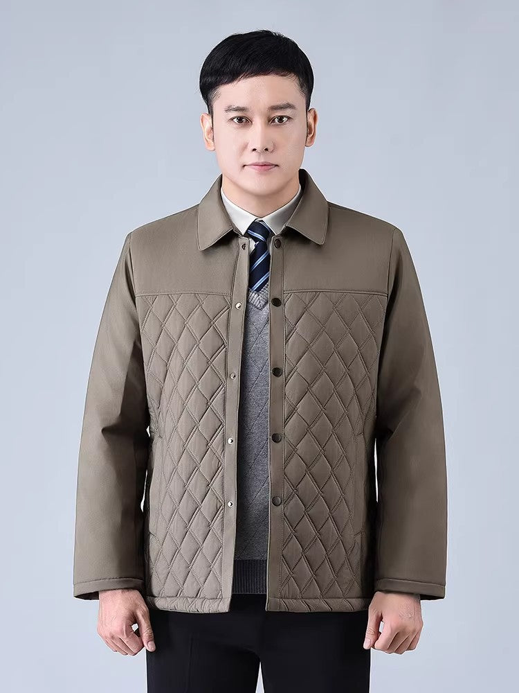 Dad's Winter Outwear, Cotton-Padded Outwear, Middle-Aged and Elderly Men's Cotton-Padded Thickeneded Cotton-Padded Jacket, Autumn and Winter Grandpa's Stand-Up Collar Top
