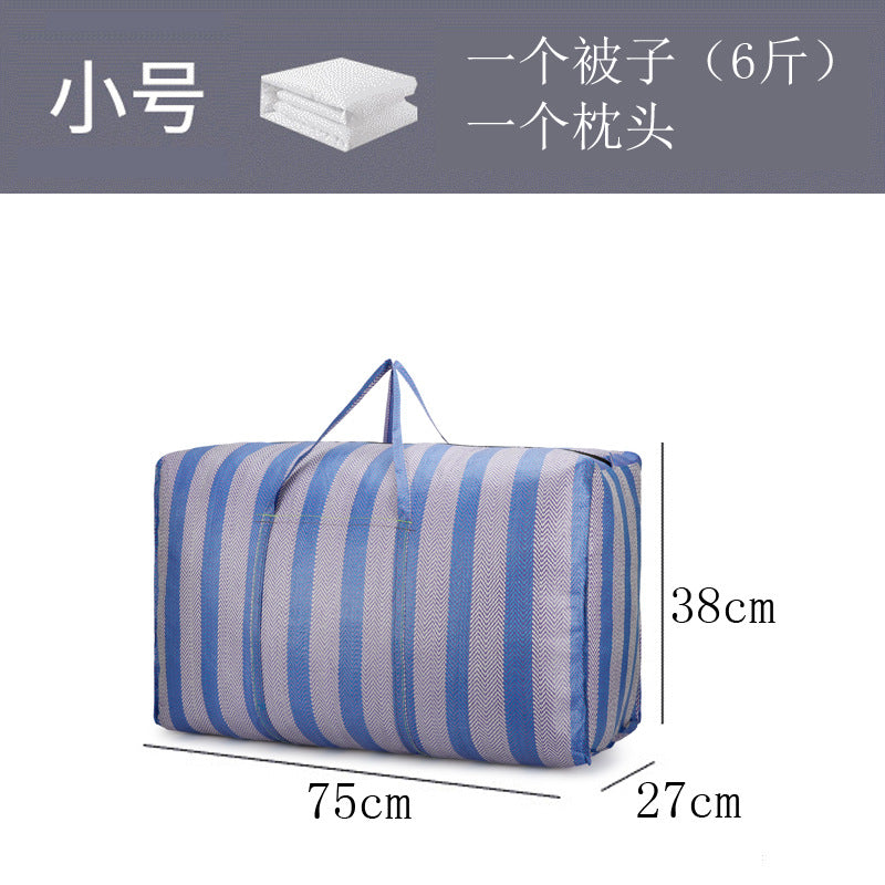 Nylon Woven Bag Student Moving Bag Large Capacity Luggage Moving Bag Blue and White Strip Packing Snakeskin Bag