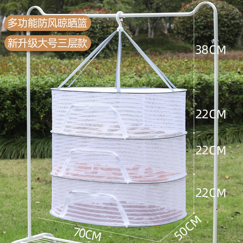 Drying Net Dry Goods Artifact Fly-proof Cage Foldable Balcony Dry Goods Net Home Drying Fish Drying Vegetable Net