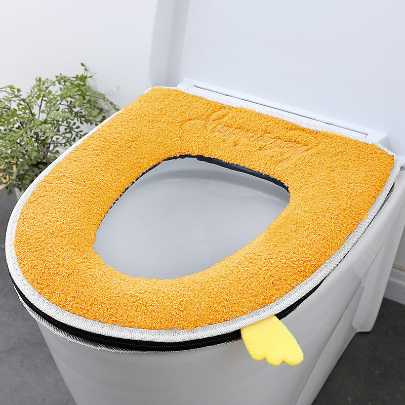 Household toilet cover portable zipper toilet seat cushion winter plush toilet seat cover waterproof thickened toilet mat