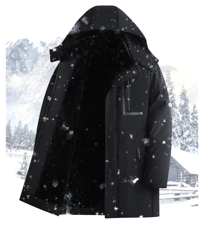Middle-Aged and Elderly Men's down Jackets, Dad's Thickeneded Warm Cotton Jackets 2025 New Winter Mid-Length Cotton Jackets for Men