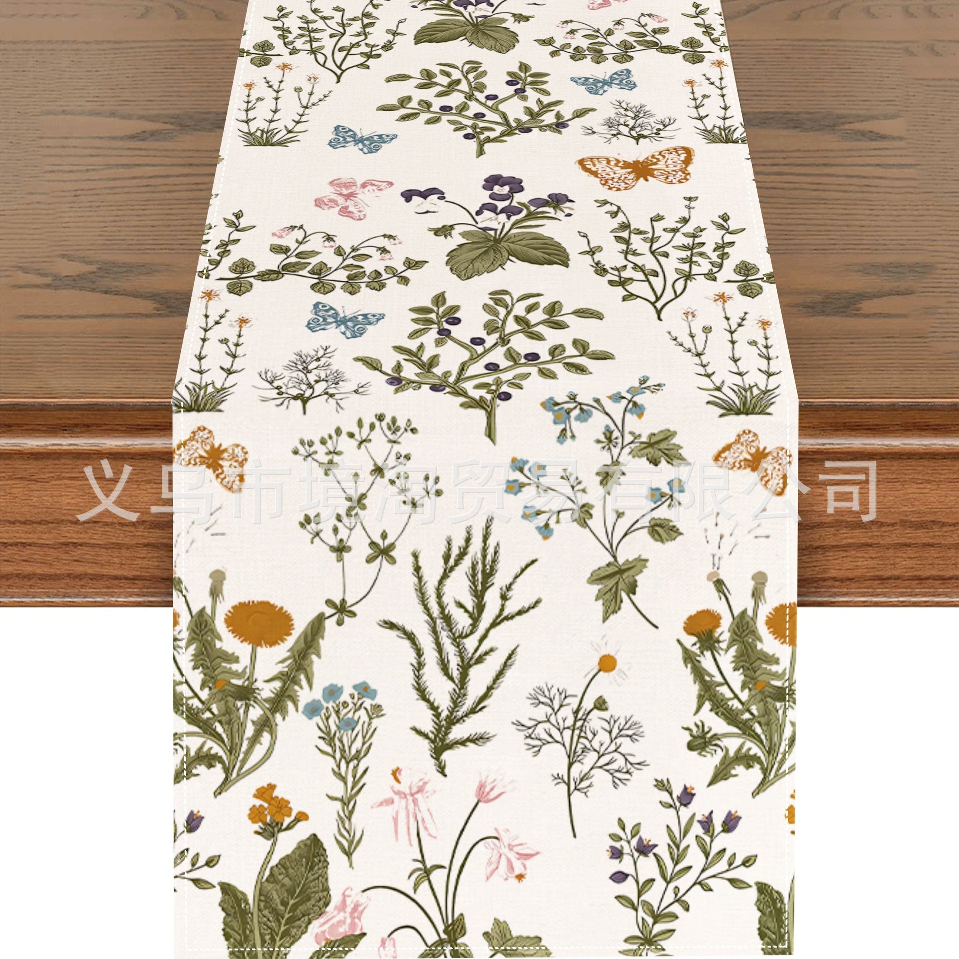 Linen Table Runner Pastoral Flower Lemon Summer Home Dining Table Outdoor Decoration Printed Tablecloth Table Runner