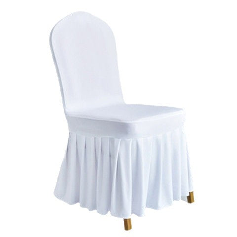 Solid Color All-Inclusive Elastic Pleated Skirt Chair Cover Hotel Wedding Banquet Household Universal Skirt Stool Cover