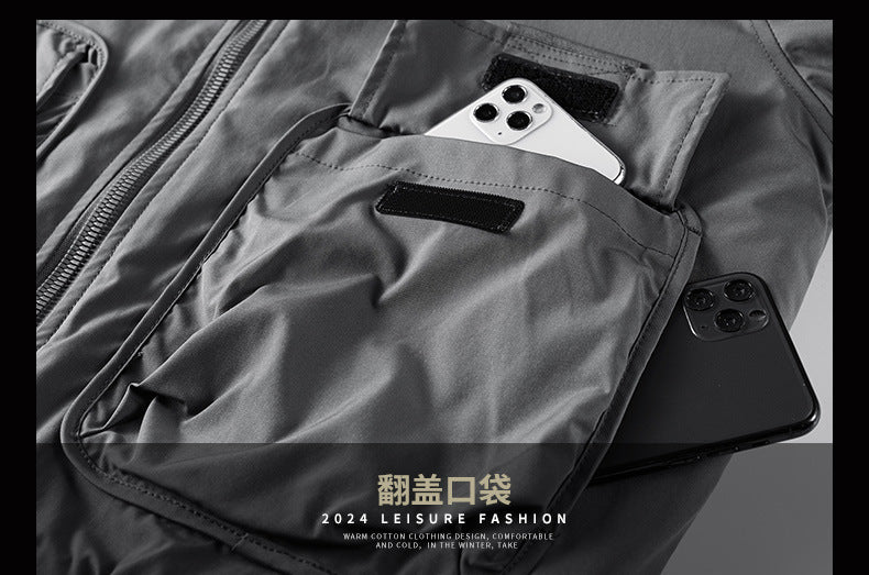 Flying Suit Men's Jacket Cotton Coat Autumn and Winter American Retro Loose Casual Middle-aged Casual Jacket Cotton Coat Coat