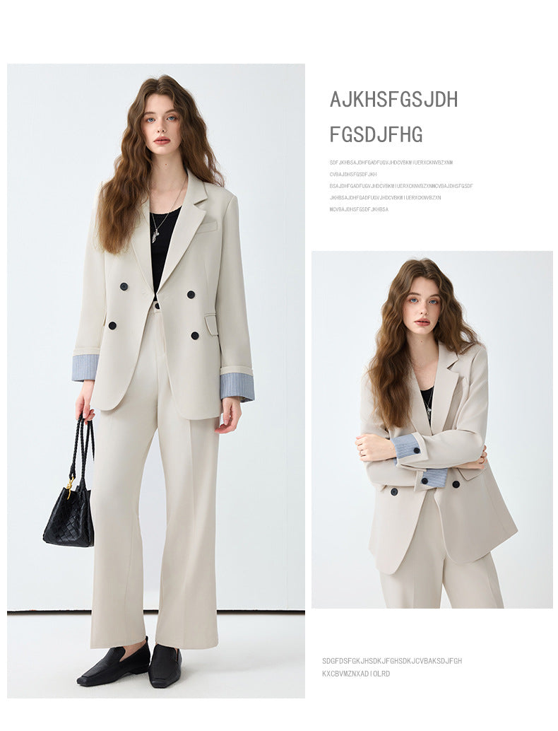 High-End Blazer Women's Autumn Professional Wear Elegant Goddess Style Classy Loose Casual Wide-Leg Pants Suit