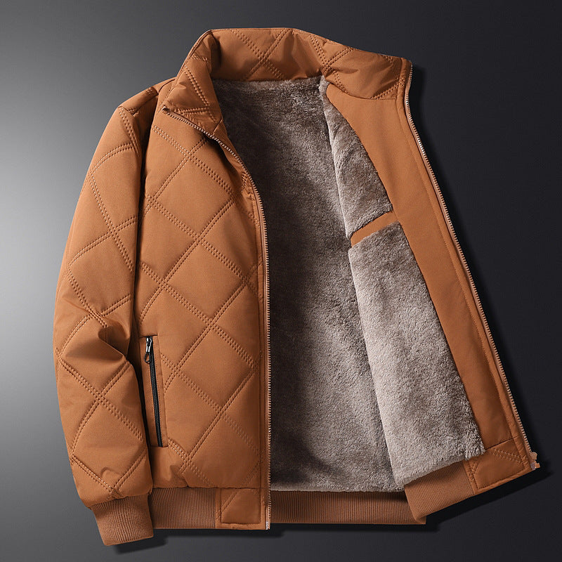 Middle-aged Men's Cotton-padded Clothes Winter fleece-lined Thickened Jacket Fashionable Casual Jacket Lightweight Slim-fit Cotton-padded Jacket for Dad