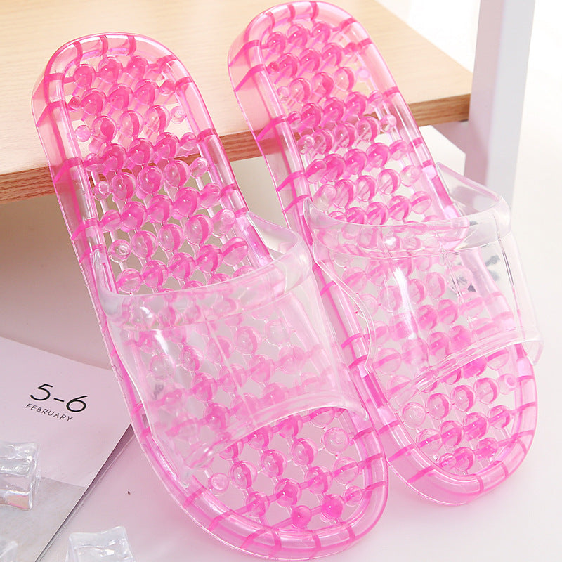 Bath Slippers Massage Plastic Hollow Leakage Bathroom Slippers Women's Summer Indoor Men's Autumn Household Massage Slippers