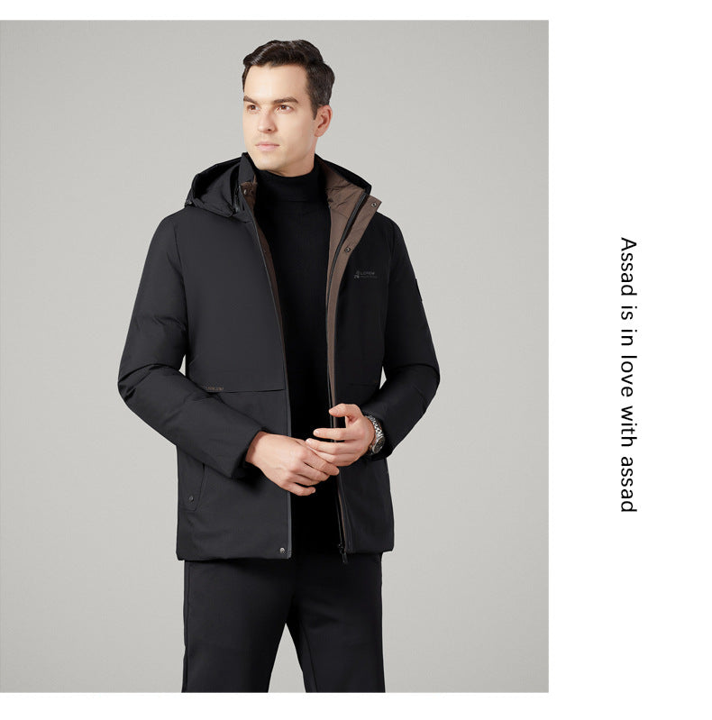 Authentic Men's Cotton Coat for Autumn and Winter, New Trendy Business Casual Loose Hooded Cotton Jacket, Thickened and Warm