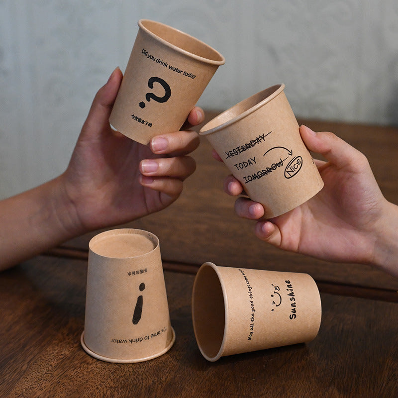 Ins Style Simple Disposable Paper Cup 250ml Large Capacity Household Thickened Tea Cup Wholesale Coffee Cup