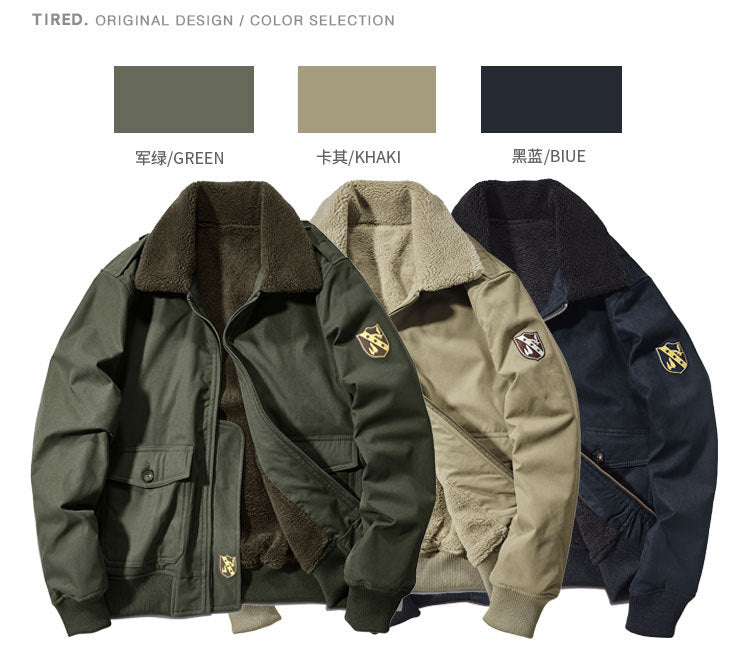 Factory direct winter plus velvet men's cotton-padded overalls cotton-padded jacket coat fur collar thickened pilot cotton-padded jacket 89K16
