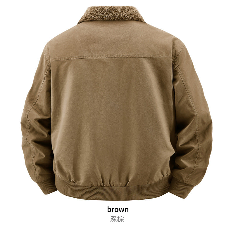 Factory Direct Sales Winter Velvet Men's Cotton-Padded Workwear Cotton-Padded Jacket Pilot Cotton-Padded Jacket 68C16