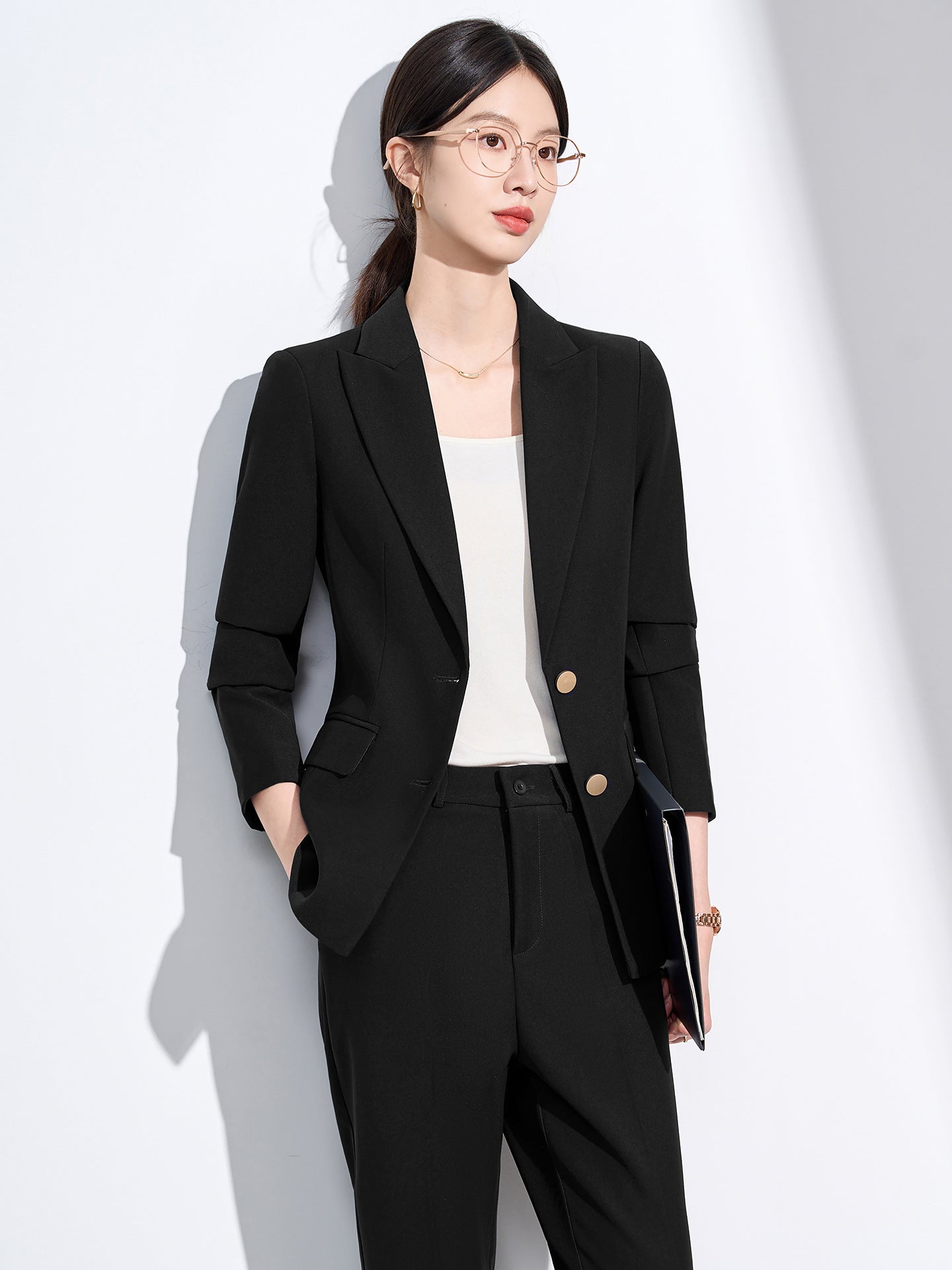 Cross-Border Beige Suit Set for Women, New Versatile Fashion High-End Professional Attire for Petite Figures, Formal Occasion Blazer