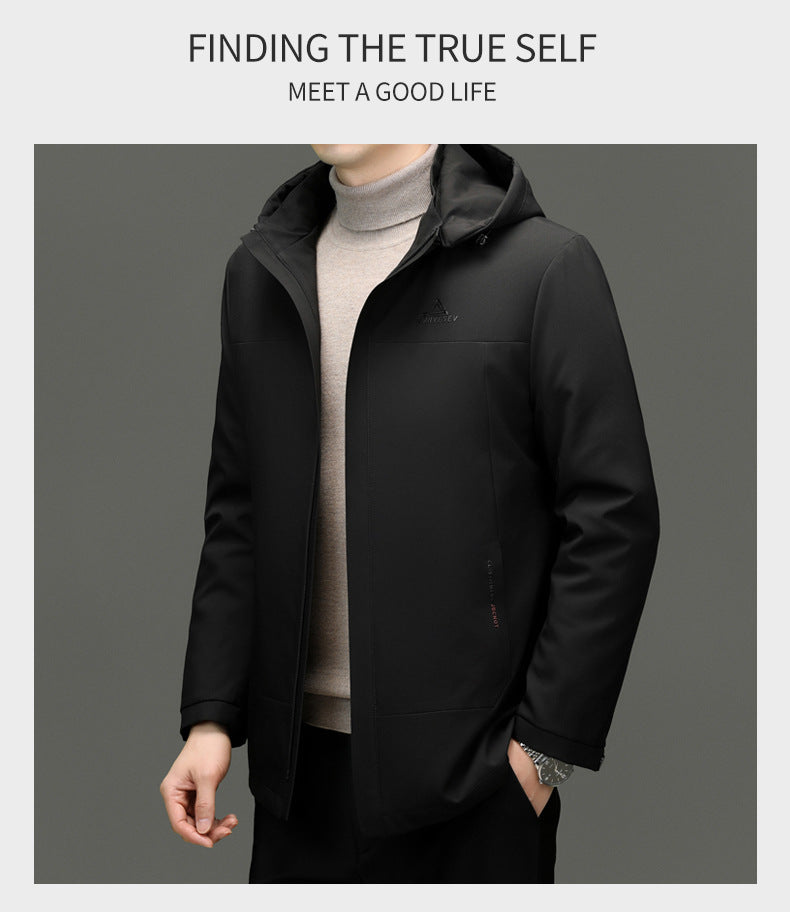 2024 Winter fleece-lined Thickened Cotton Coat Men's Middle-aged and Elderly Dad Hat with Removable Inner Liner Warm Cotton Coat