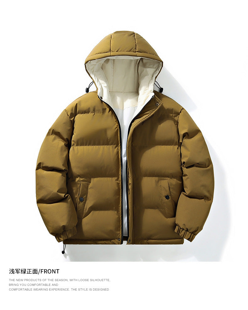 Men's Winter Casual Hooded Jacket Japanese Style Windproof Thick Warm Sports Coat