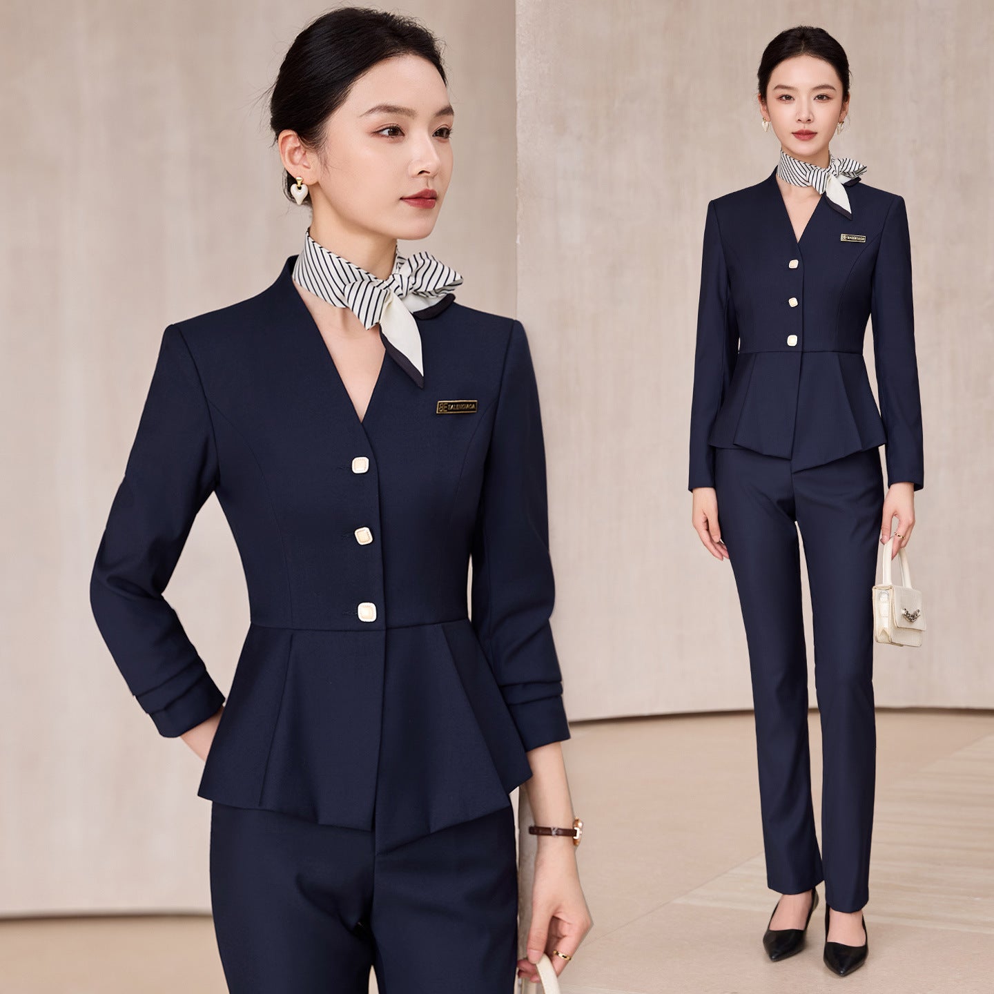 High-End Professional Suit for Women, Autumn Outfit, Stylish and Capable Workwear for Sales Department and Beauty Salon