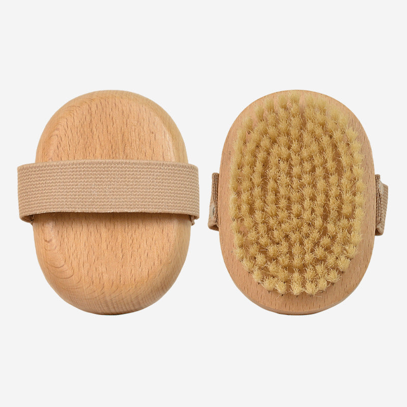Cross-Border Hot-Selling Natural Boar Bristle Body Brush, Soft Bristle Bath Brush, Body Scrub Brush, Bristle Brush, Bath Brush, Exfoliating Tool