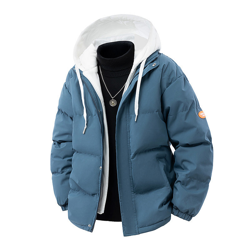 Cross-Border Winter Fake Two-Piece Men's Cotton Coat Trendy Casual Men's Thickened Cotton Coat Loose Couple Cotton Jacket Jacket for Men