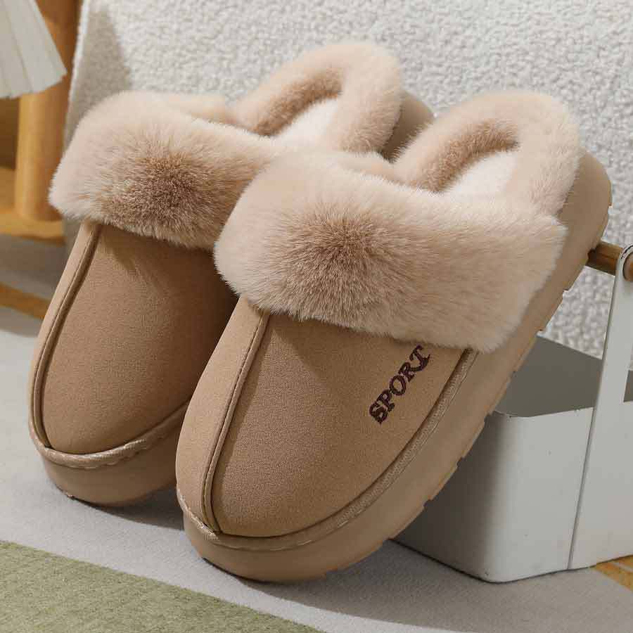 2024 new slippers fleece-lined thickened home warm thick-soled cotton shoes women's non-slip indoor winter plush cotton slippers