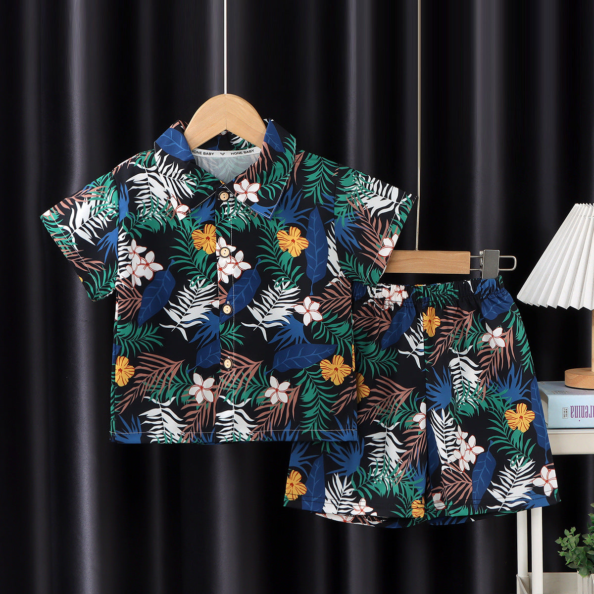 2026 New Children's Short-Sleeved Suit, Men's Short-Sleeved Shirt Suit, Short-Sleeved Shorts Beach Two-Piece Set