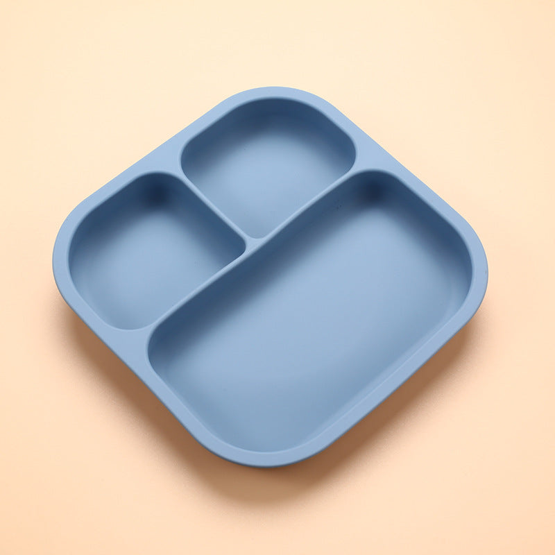 Children's Silicone Dinner Plate Food Grade Supplementary Suction Bowl Square Baby Tableware Thickened Drop-resistant Baby Children's Tableware