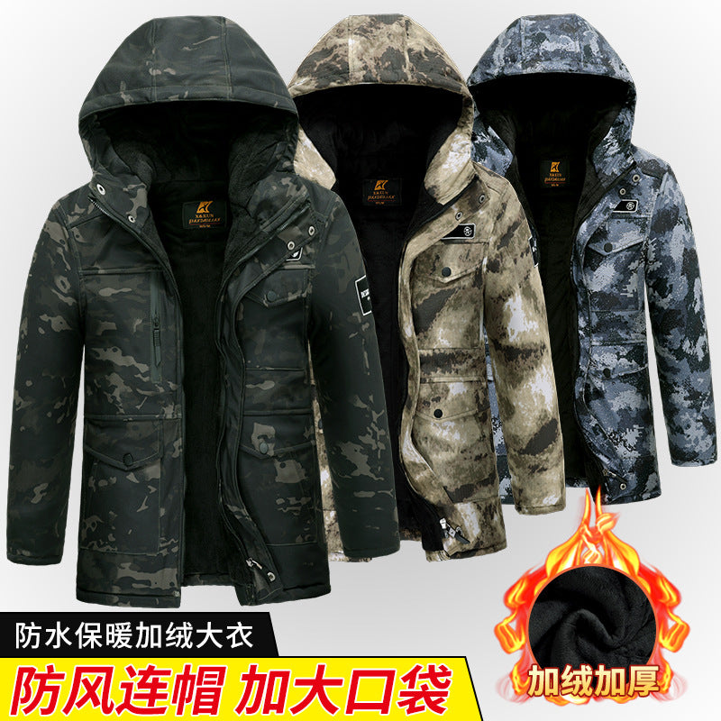 Thickened Camouflage Clothing, Fleece-Lined Cotton Coat, Warm, Cold-Proof, Windproof and Waterproof Cold Storage Labor Protection Clothing, Cotton-Padded Jacket, Cotton-Padded Work Clothes for Men
