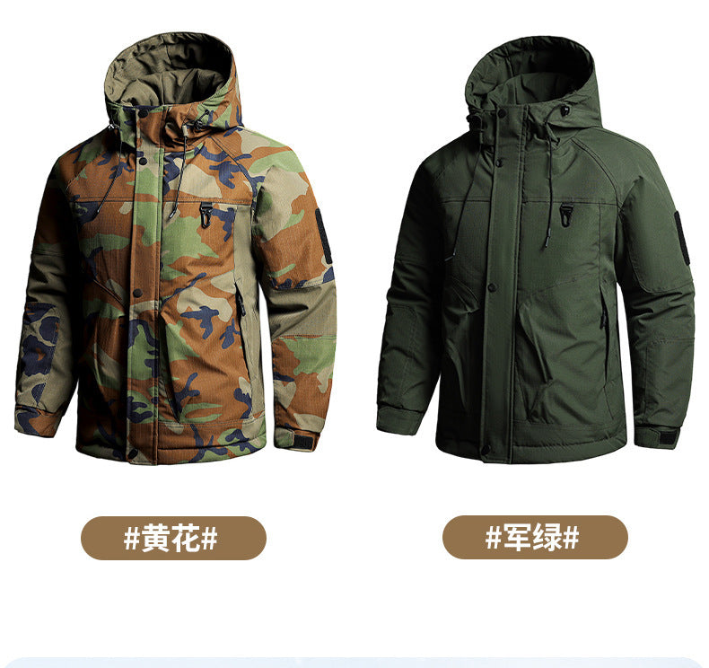 Autumn and Winter Tactical Camouflage Cotton Jacket Men's Cotton Jacket Jacket Cotton Jacket Hooded Jacket Thickeneded Work Clothes Outdoor