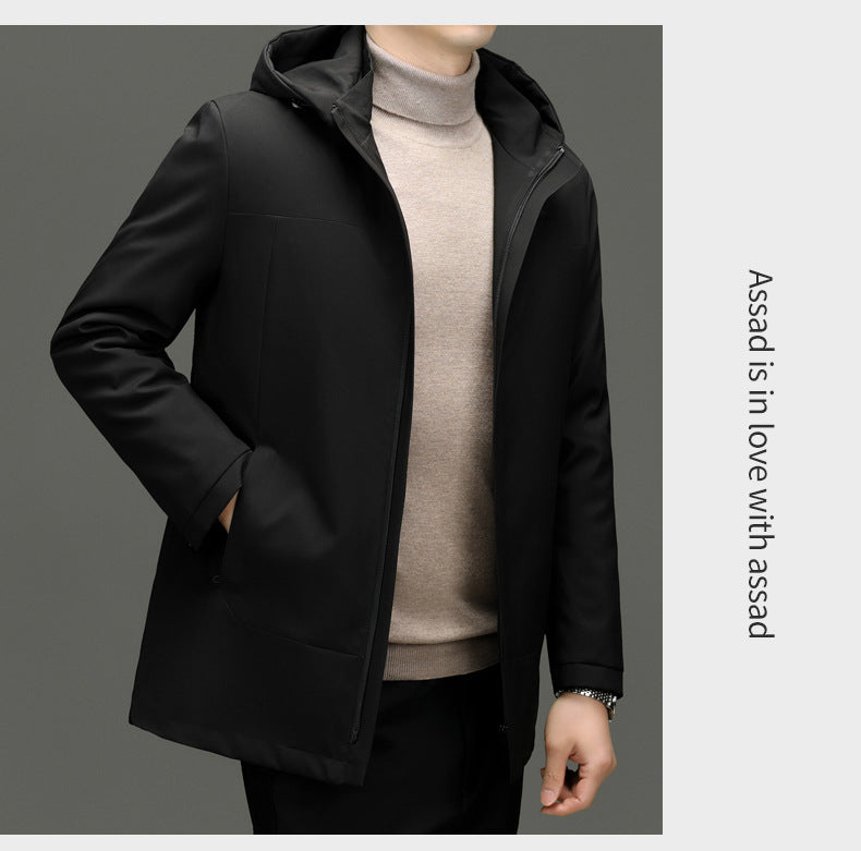 2024 Winter fleece-lined Thickened Cotton Coat Men's Middle-aged and Elderly Dad Hat with Removable Inner Liner Warm Cotton Coat