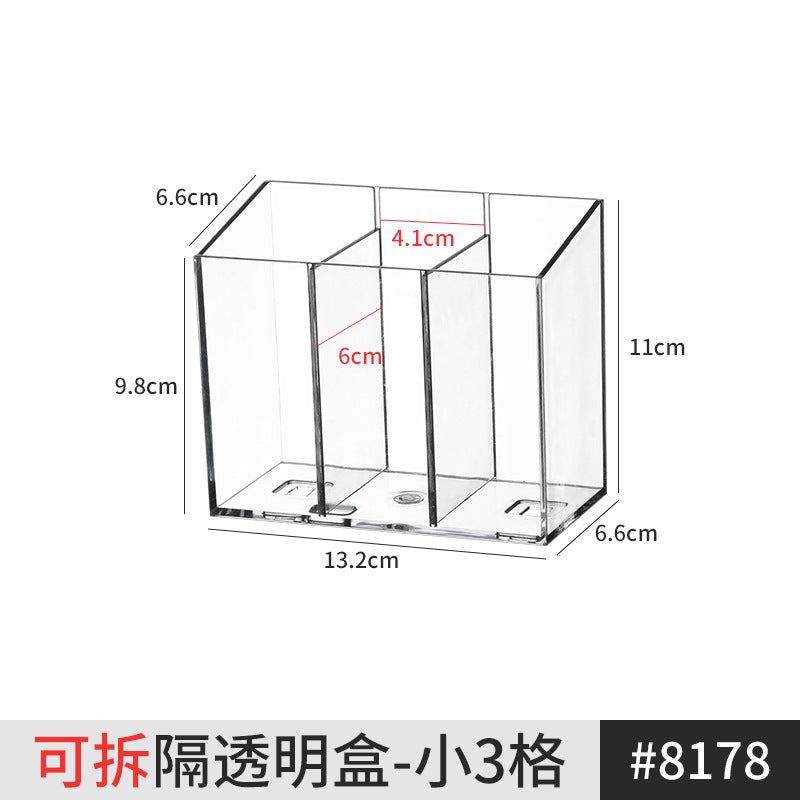 Pen Holder Desktop Stationery Storage Box Transparent Acrylic Multifunctional Student Pen Holder Office Note Pad Organizer Box