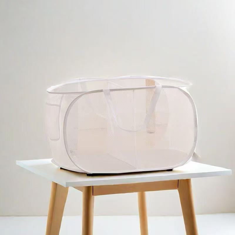 Dirty Clothes Basket, Foldable Large-Capacity Household Mesh Laundry Basket, Bathroom Storage Basket for Dirty Clothes