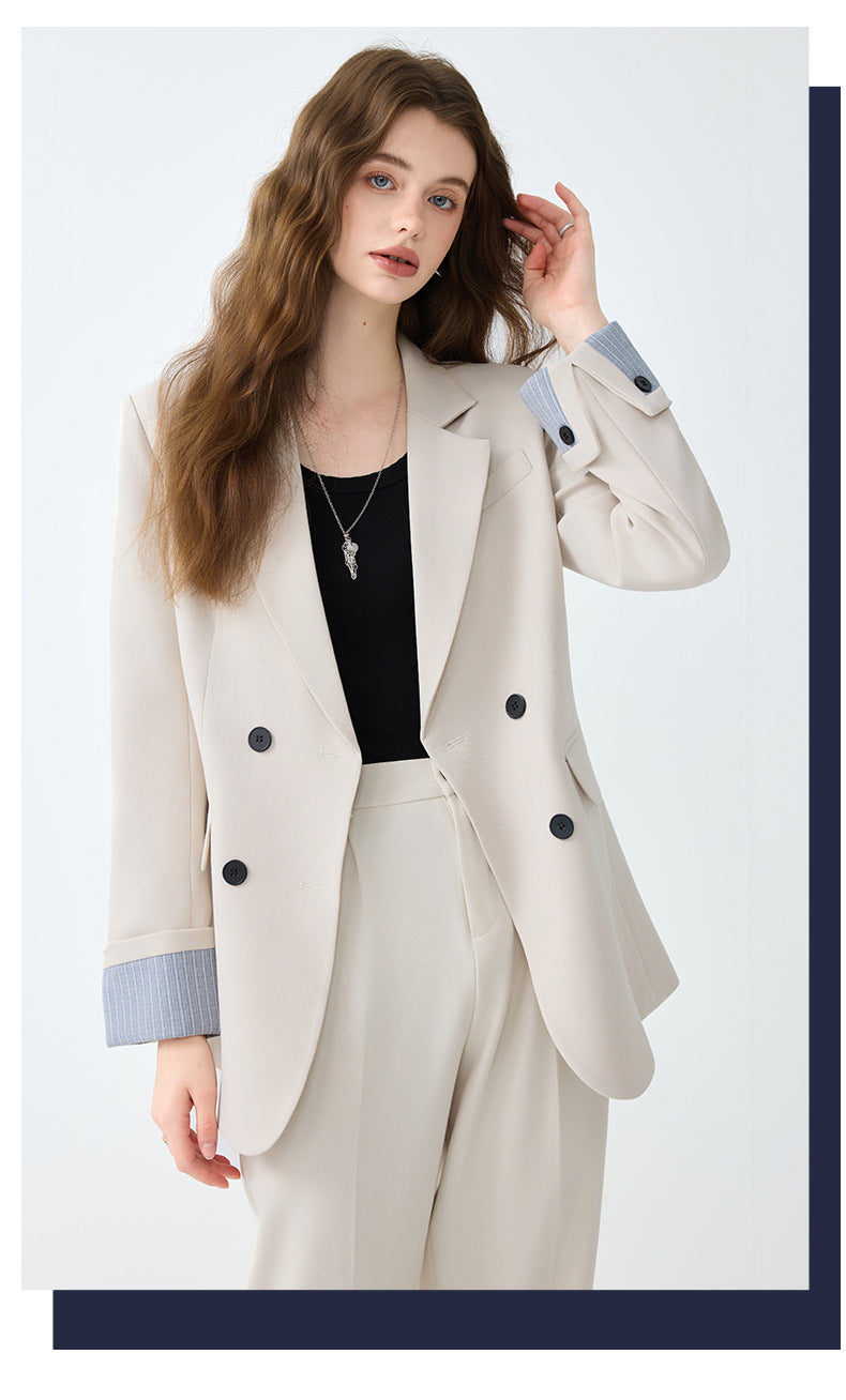 High-End Blazer Women's Autumn Professional Wear Elegant Goddess Style Classy Loose Casual Wide-Leg Pants Suit