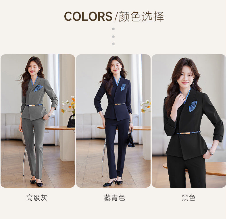Cross-Border Flight Attendant Professional Suit Set for Women, Announcer, Art Exam Host, Formal Attire, Front Desk Receptionist, Beauty Salon Work Uniform