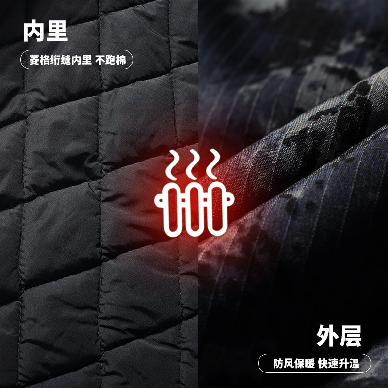 Autumn and Winter Tactical Camouflage Cotton Jacket Men's Cotton Jacket Jacket Cotton Jacket Hooded Jacket Thickeneded Work Clothes Outdoor