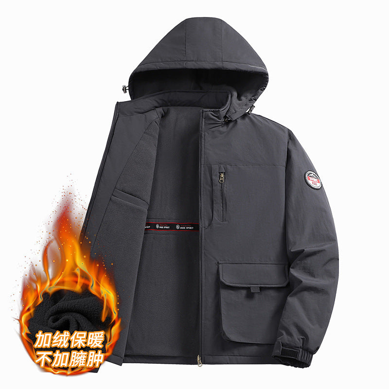 Cross-Border [M-8Xl] Cross-Border Large Size Men's Jacket Autumn and Winter New Casual Middle-Aged Men's Jacket Fleece-Lined