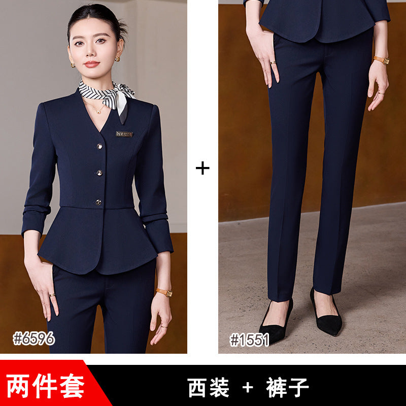 Dark Blue Suit Suit for Women 2025 Autumn and Winter New Professional Formal Wear Fashionable Workwear Jewelry Store Work Clothes