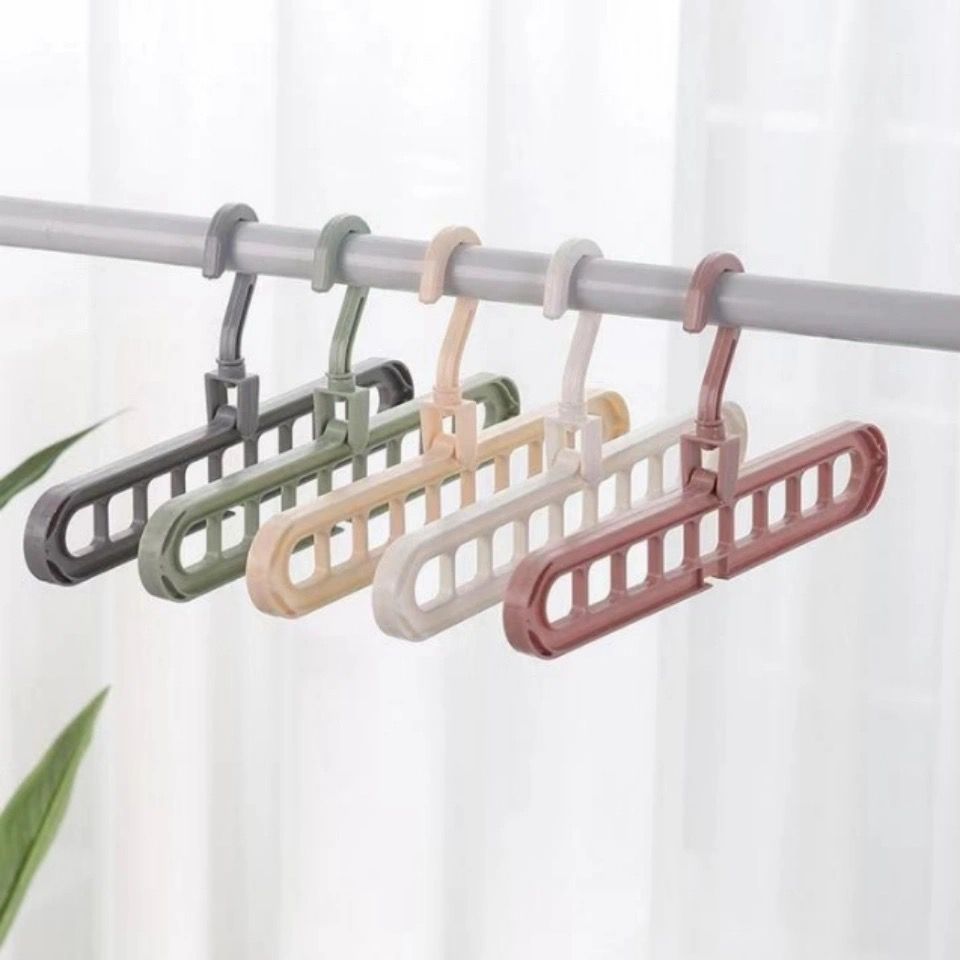 Multifunctional Magic Hanger, Foldable with Nine Holes, Space-Saving for Home Use, Suitable for Wardrobes, Closets, Dormitories, and Rotatable Storage Hanger