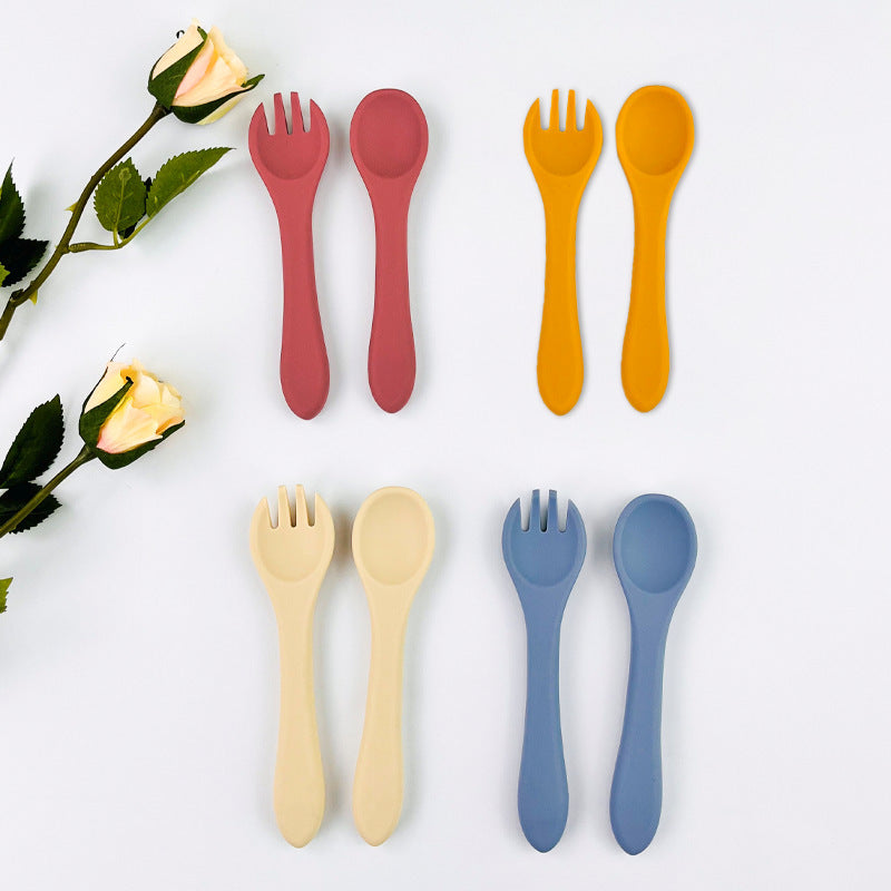 Children's Tableware Baby Feeding Auxiliary Food Spoon Portable Household Tableware Food Grade Silicone Baby Eating Training Spoon