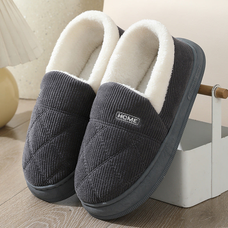 Winter Warm Short-tube Thick-soled Snow Boots for Women Couple Height-increasing fleece-lined Thickened Cotton Shoes for Interior and Exterior