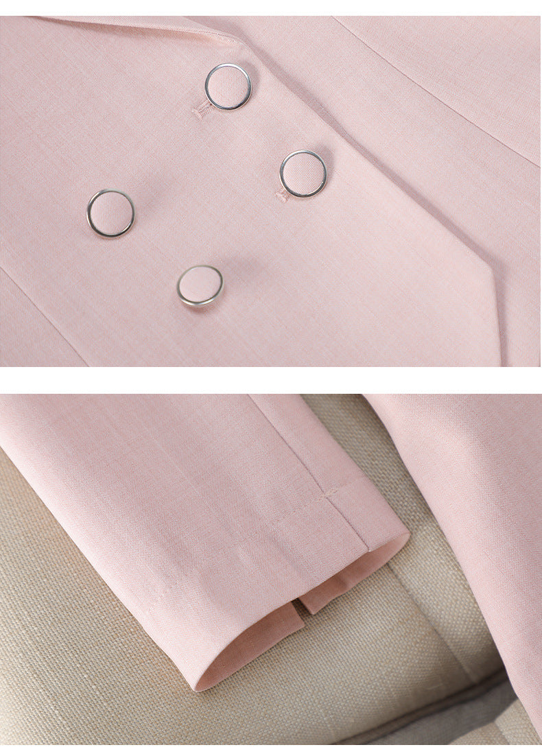 Cross-Border Professional Attire Pink Three-Quarter Sleeve Suit Skirt Women's Spring and Summer New Beauty Salon Work Clothes Over-The-Knee Skirt
