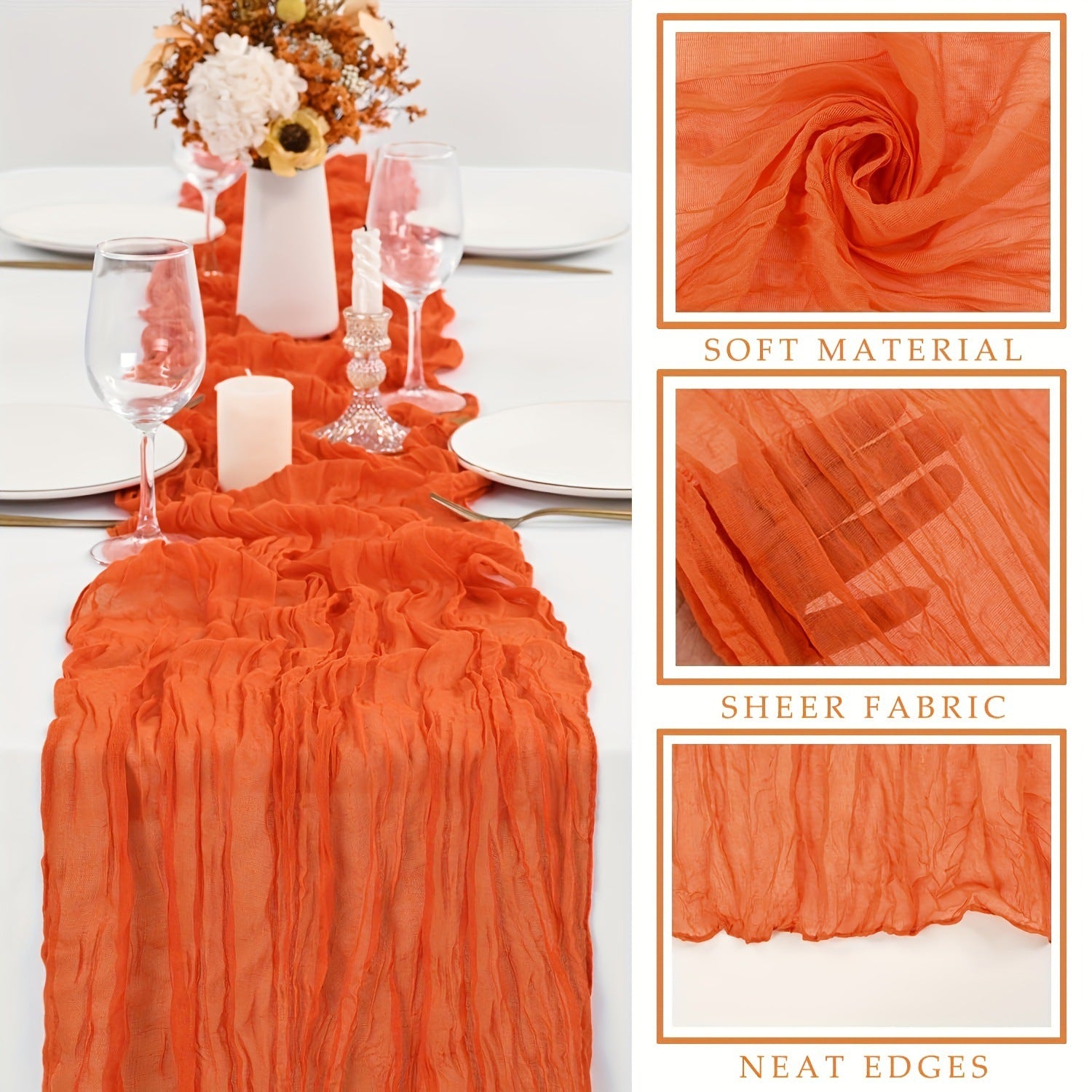 Bali Crepe Table Flag Foreign Trade Western Tablecloth Light Luxury High-End Wedding Party Decoration Pleated Table Flag Wholesale
