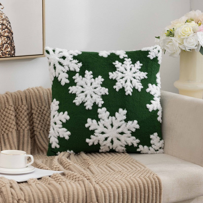 New Christmas Pillow Case Snowflake Velvet Jacquard Christmas Tree Elk Pillow Cushion Cross-border Holiday Decoration Cushion Cover