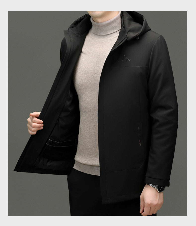 2024 Winter fleece-lined Thickened Cotton Coat Men's Middle-aged and Elderly Dad Hat with Removable Inner Liner Warm Cotton Coat