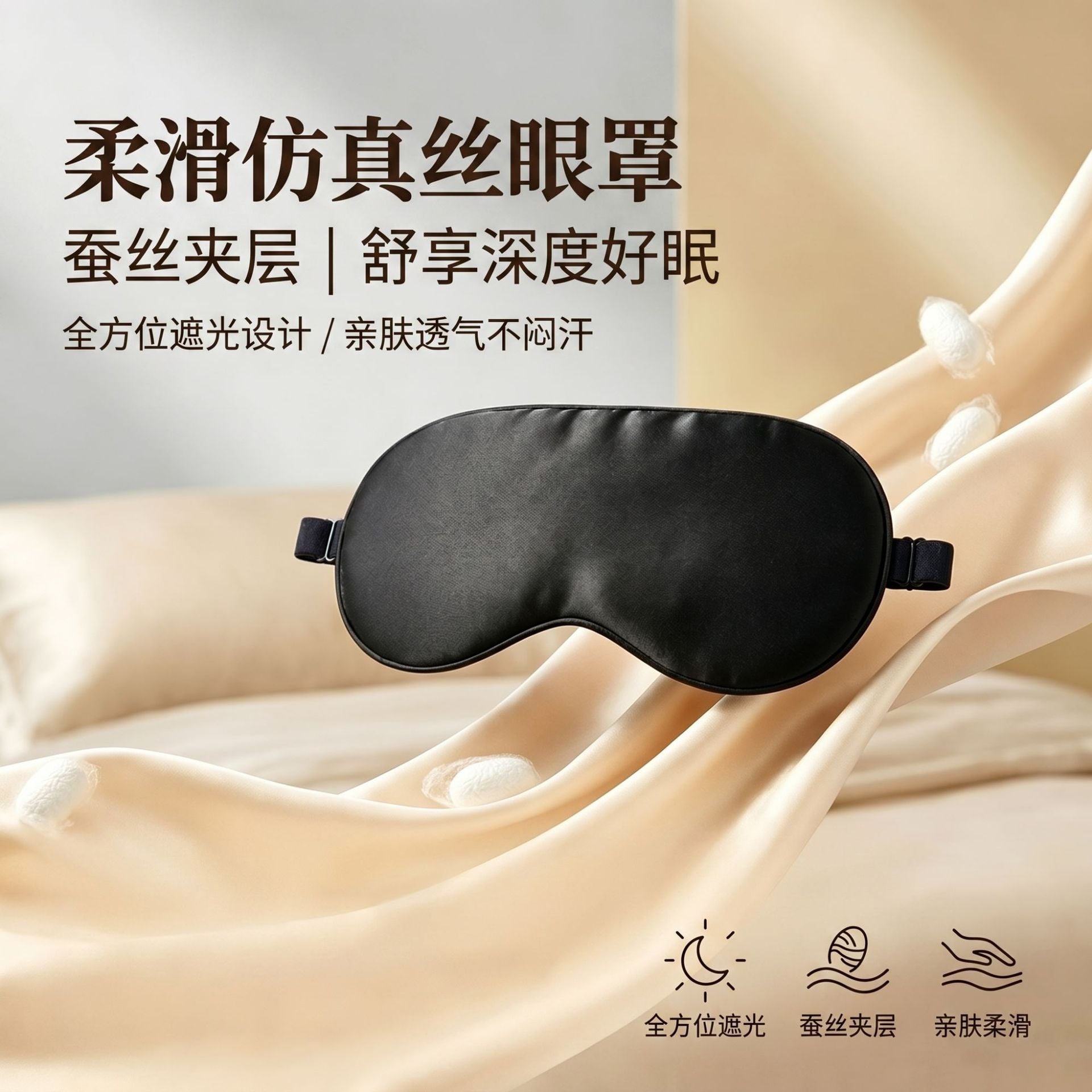 3D Stereo Light-Blocking Eye Mask for Sleep, Elastic Nap Mask, Custom Aviation Eye Mask, Wholesale 3D Eye Mask Customization