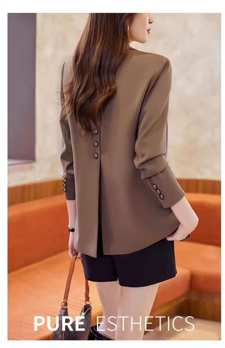 2025 Spring and Autumn New Suit Jacket Women's Casual Fashion Loose All-match Stylish Split Suit Jacket Trendy