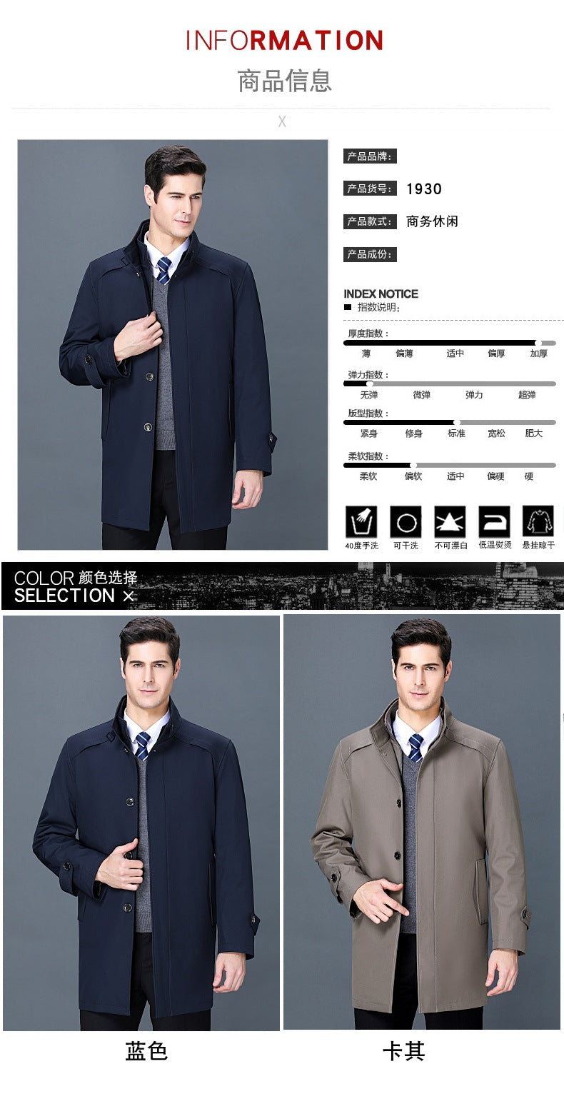 2024 Winter High-grade Windbreaker Men's Middle-aged and Elderly Men's Casual Dad's Winter Clothes Thickened Inner Jacket