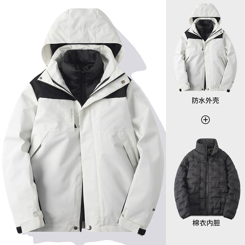 Cross-Border European Size Cotton Coat Liner Three-In-One Jacket to Prevent Cold Winter and Keep Warm for Couples Outing and Mountaineering Clothing with Customized Logo