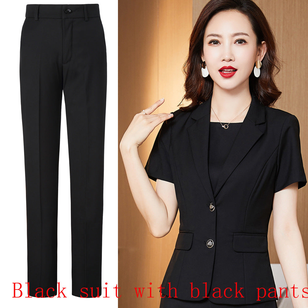 Spot New Summer Women's Professional Suit Executive Management Uniform Work Clothes Korean Style Business Suit Short-Sleeved Suit