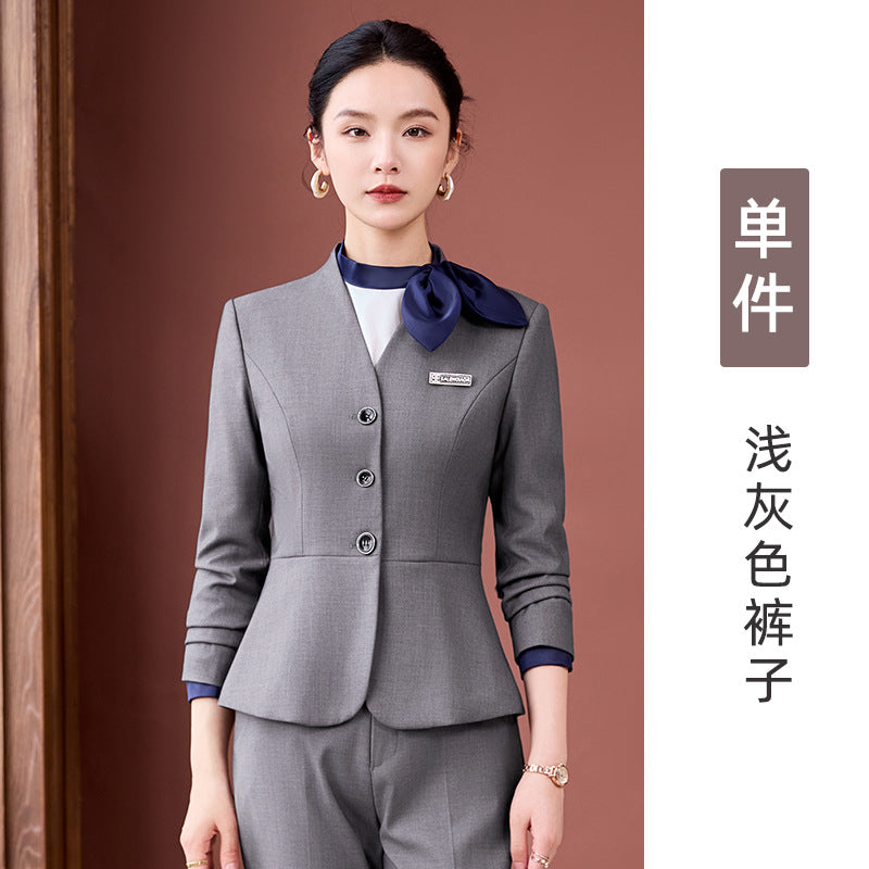 Gray Suit Suit for Women 2025 New Spring & Fall High-End Business Attire Formal Hotel Front Desk Manager Work Clothes