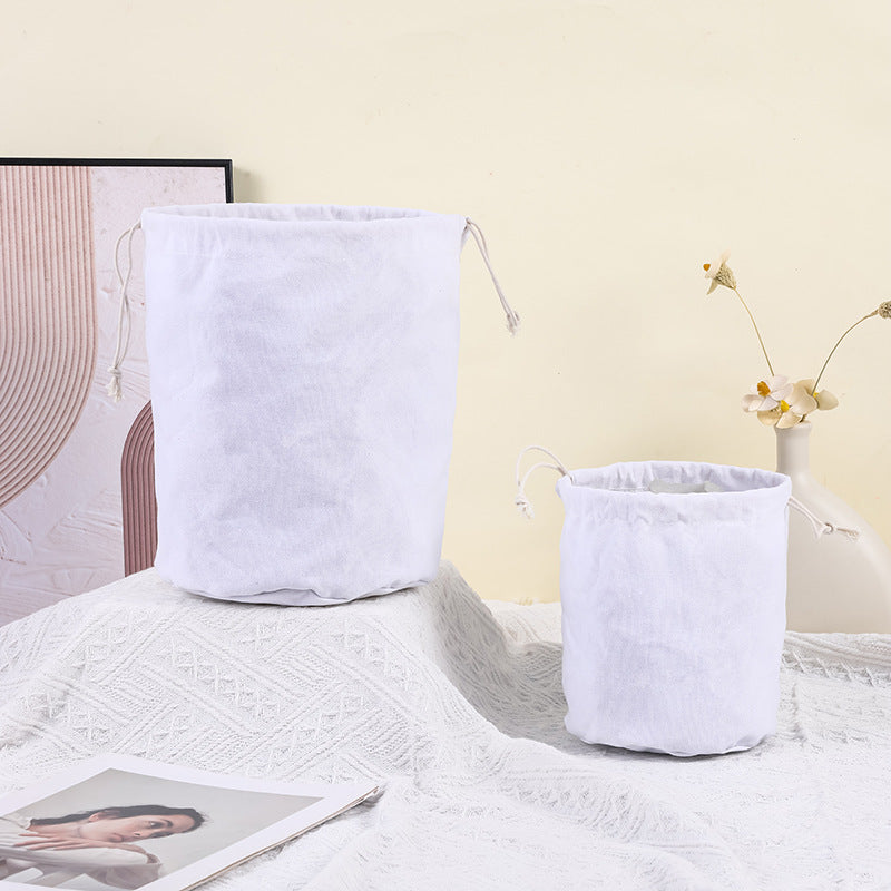 Canvas Round Bottom Drawstring Bag Storage Bag Bucket Bag Built-In Bag Vegetable Basket Liner Bag Sundry Bag Dust Bag