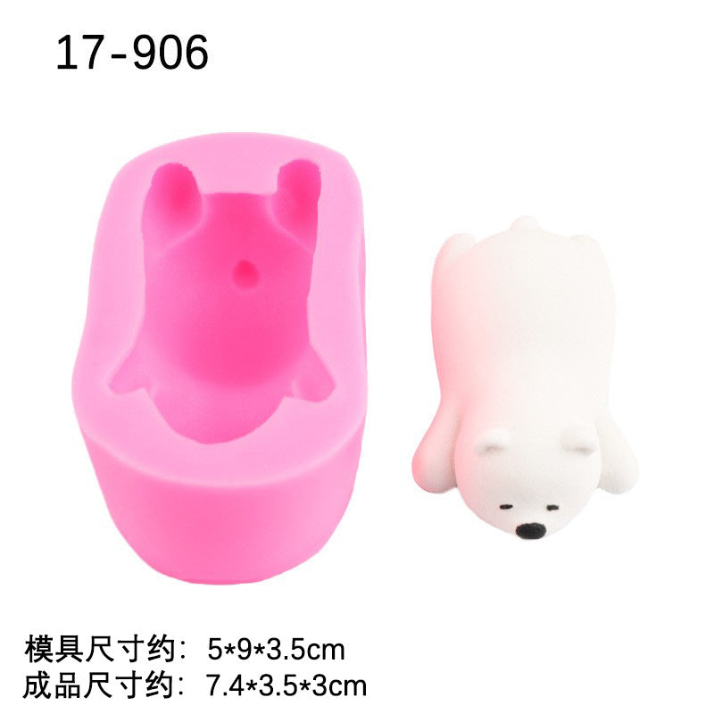 Three polar bear silicone mold lying bear creative chocolate cake decoration model candle aromatherapy epoxy mold