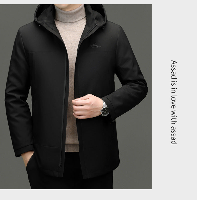 2024 Winter fleece-lined Thickened Cotton Coat Men's Middle-aged and Elderly Dad Hat with Removable Inner Liner Warm Cotton Coat